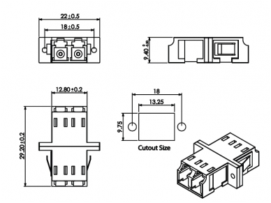 LC/LC tipo optinis adapteris, MM "Duplex" 1