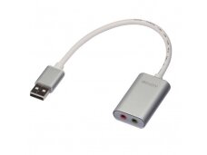Keitiklis USB A į audio mikr. ausinės 2x3.5mm