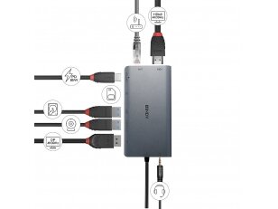 Lindy USB 3.2 Type C Mini Laptop Dock - 4K HDMI and DP. PD 3.0 100W. USB 3.2. Gigabit Ethernet. SD. Audio