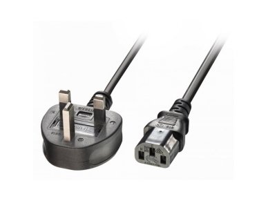 Lindy 2m UK 3 Pin Plug To IEC C13 Mains Power Cable. Black