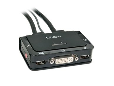 Lindy Compact 2 Port KVM Switch - DVI. USB 2.0 & Audio