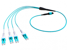 MTP F-LC(DX) OM4 kabelis 1m,40G QSFP+ (MTP/4x10G SFP+ (8xLC)
