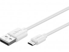 Perėjimas 220V į 2xUSB 2A Micro USB 1m kabelis, baltas