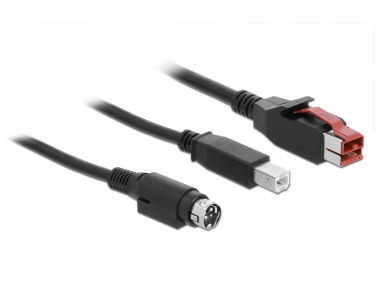 PoweredUSB kabelis 24V į USB B, Hosiden Mini-DIN 3, 1m POS 1
