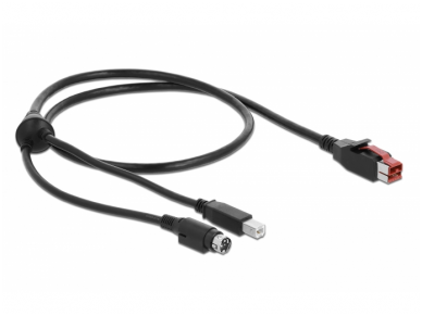 PoweredUSB kabelis 24V į USB B, Hosiden Mini-DIN 3, 1m POS 2