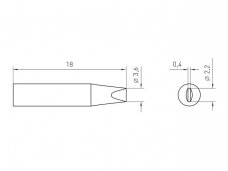 Lituoklio antgalis RTM 022 S MS, 2.2x0.4mm