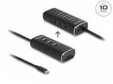 Šakotuvas USB-C  į 3xUSB3 A 10G, su jungikliais, SD