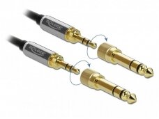 Stereo 3.5mm spiralinis M - M kabelis 3m, 6.3mm perėjimai