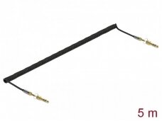 Stereo 3.5mm spiralinis M - M kabelis 5m, 6.3mm perėjimai