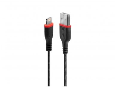 Sustiprintas 1m Lightning - USB A maitinimo kabelis