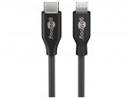 USB-C - Lightning kabelis 0.5m, juodas