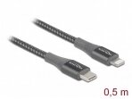 USB-C - Lightning kabelis 0.5m pilkas pintas, MFi