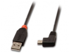 USB 2.0 A - Mini B 5 kontaktų kampinis kabelis 1m