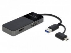 USB 3.0 A M (USB-C) perėjimas į 4K HDMI ir VGA
