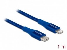 USB-C - Lightning kabelis 1m mėlynas pintas, MFi