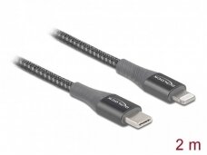 USB-C - Lightning kabelis 2m pilkas pintas, MFi