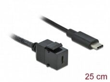 USB-C M-F perėjimas, Keystone, 0.25m, juodas