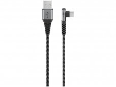 USB kabelis A - C 0.5m, tekstilė, kampinis