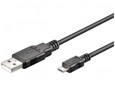 USB kabelis A kištukas - micro B kištukas 0,6m, juodas