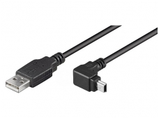 USB kabelis A kištukas - mini B kištukas 1.8m, kampinis