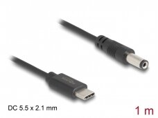 USB maitinimo kabelis USB-C(M) - 5.5/2.1mm DC 5V 1m