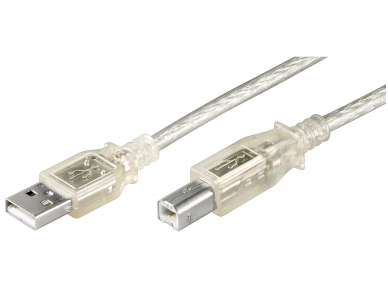 USB 2.0 kabelis 1m (A-B), skaidrus