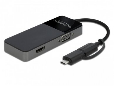 USB 3.0 A M (USB-C) perėjimas į 4K HDMI ir VGA 2