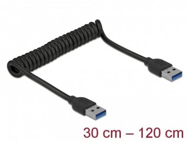 USB 3.0 spiralinis A - A kabelis 0.3-1.2m