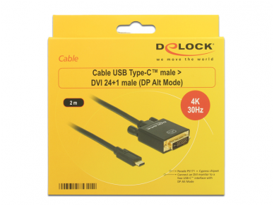 USB-C 3.1 į DVI-D kabelis 2m 4K 30Hz 2