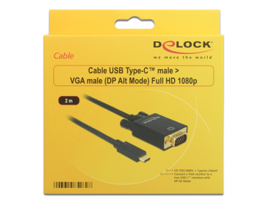 USB-C 3.1 į VGA kabelis 2m Full HD 1080p 1
