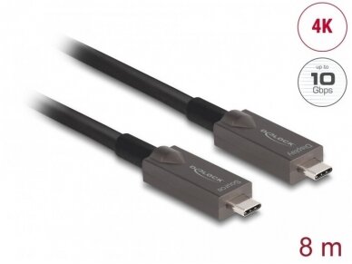 USB-C 3.2 Gen 2 duomenų ir video 8m kabelis, 10G, 4K, 60W