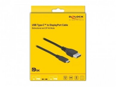 USB-C į DisplayPort kabelis 1m 8K 60Hz DP1.4 2