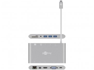 USB-C į HDMI, Mini DP, VGA, USB-C, USB 3.0, LAN, SD, 3.5mm 1