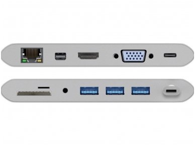 USB-C į HDMI, Mini DP, VGA, USB-C, USB 3.0, LAN, SD, 3.5mm 2