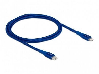 USB-C - Lightning kabelis 1m mėlynas pintas, MFi 2