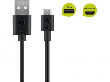 USB kabelis A kištukas - micro B kištukas 1m, juodas 5