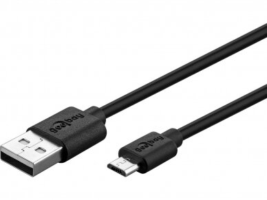 USB kabelis A kištukas - micro B kištukas 1m, juodas