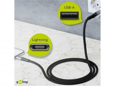USB kabelis A - Lightning 0.5m tekstilė 4