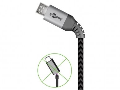 USB kabelis A - micro B 0.5m, tekstilė 3