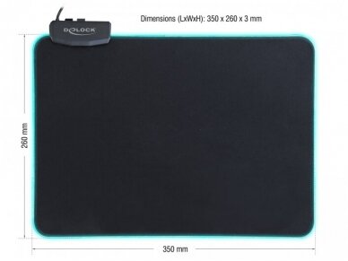 USB pelės kilimėlis su RGB, 350x260x3mm 1