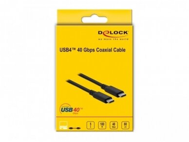 USB4 C kabelis 40Gbps 100W 0.8m 2