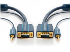 VGA kabelis, audio 15M-15M 3.5mm 3m 2560x1600, Clicktronic