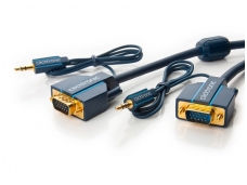 VGA kabelis, audio 15M-15M 3.5mm 7.5m 2560x1600, Clicktronic