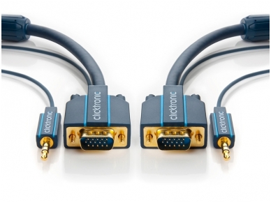 VGA kabelis, audio 15M-15M 3.5mm 15m 2560x1600, Clicktronic 1