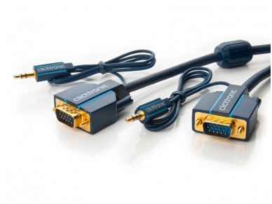 VGA kabelis, audio 15M-15M 3.5mm 5m 2560x1600, Clicktronic