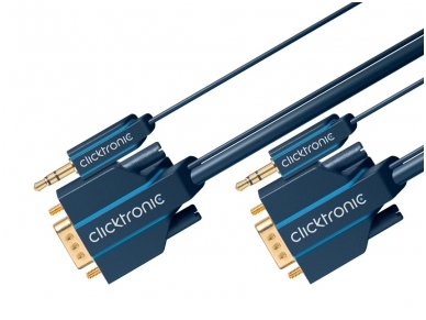 VGA kabelis, audio 15M-15M 3.5mm 5m 2560x1600, Clicktronic 2