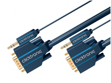 VGA kabelis, audio 15M-15M 3.5mm 7.5m 2560x1600, Clicktronic 2