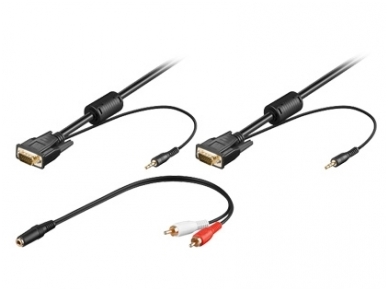 VGA kabelis, audio 15M-15M 3.5mm 5m